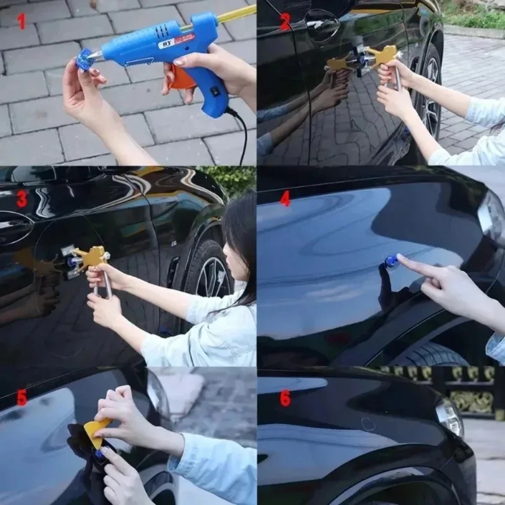 Car Workshop Tools Kit - 車の凹み修理キット、吸盤式リフター、デント除去、自動車板金修理ツール、雹害対応、塗装不要