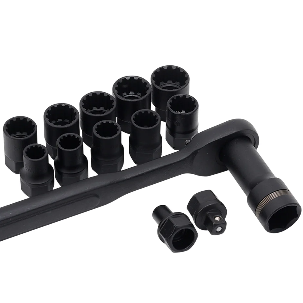 Car Workshop Tools Kit - 15個入り ラチェットソケットレンチ 六角・梅花12ポイント歯型ツールキット 車修理 家庭用ワークショップ DIY機械プロジェクト用