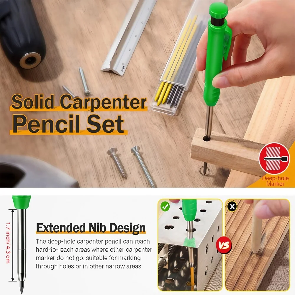 プロ仕様の金属製ロングチップ木工用鉛筆、深穴マーキング用グラ - Workshop Tools In Engineering のレビューと価格