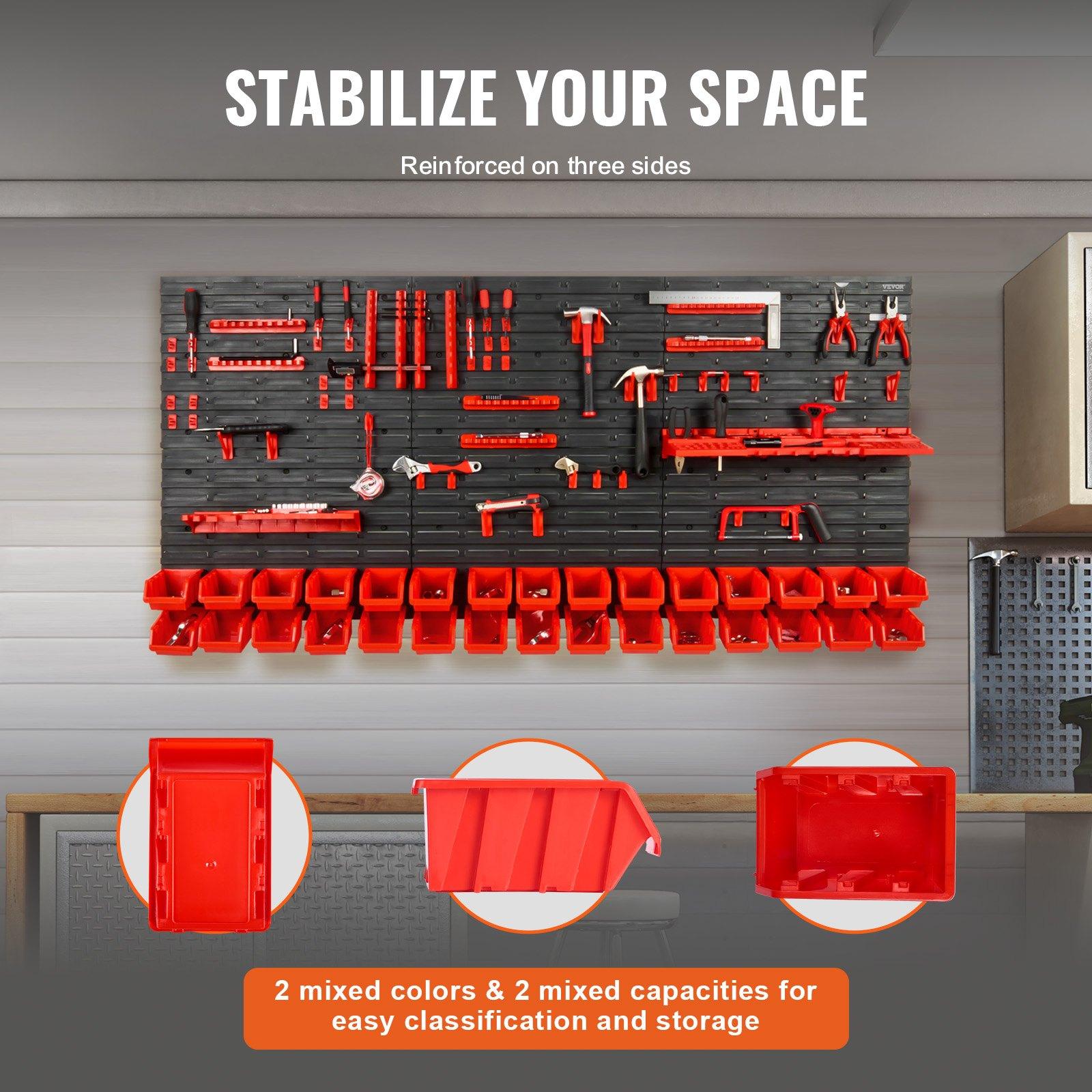壁掛け式30ビンプラスチックパーツラックオーガナイザー、パネ - Workshop Tools Rack のレビューと価格