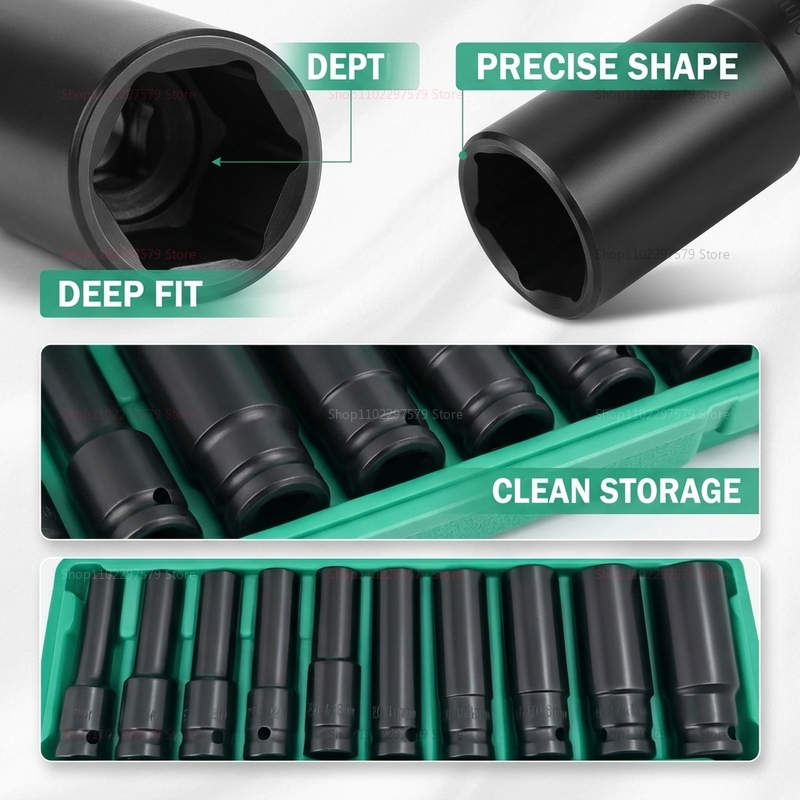 10個入りソケットレンチセット 8-24mm 調整可能 空気 - Car Workshop Tools Kit のレビューと価格