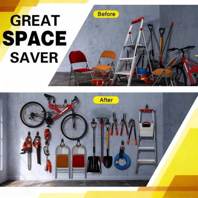 新しい頑丈な壁掛け鉄製フック ガレージオーガナイザー 自転車 - Workshop Tools Wall のレビューと価格
